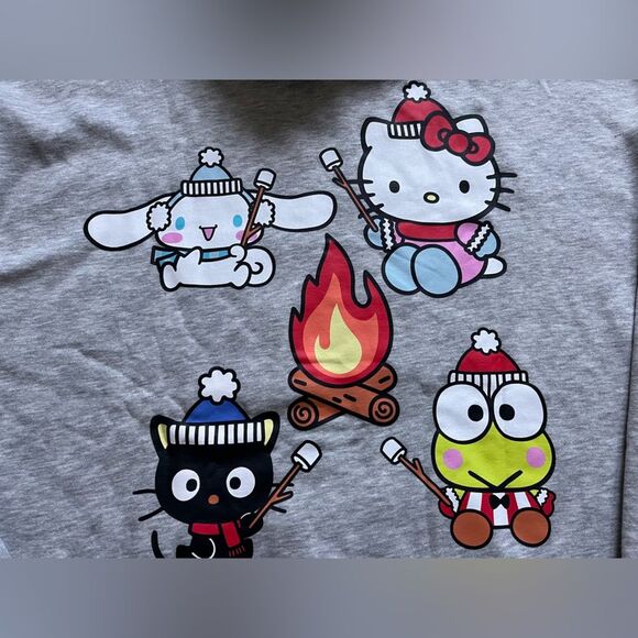 Hello Kitty Campfire Friends Sweater Oversized Cotton Gray Hoodie Large - Picture 5 of 8